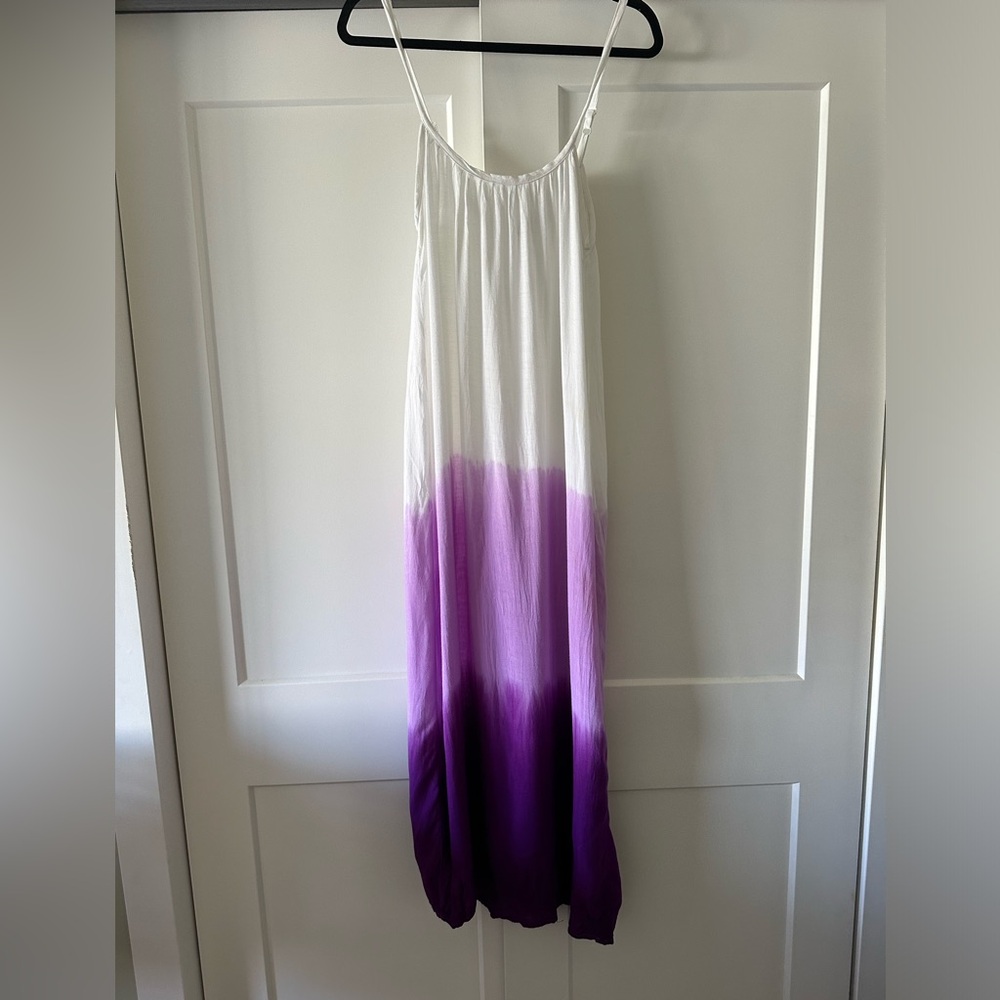 White and Purple Ombre Maxi Dress